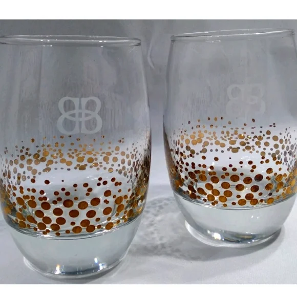 'Bailey's Irish Cream' Gold Dot Confetti Lowball Tumblers 22kt Filled, Set of 2 - Picture 5 of 12